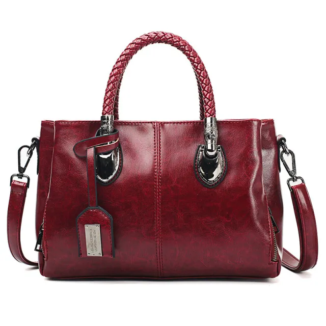 Vintage Oil Wax leather luxury handbags Women Bags Brown - Shop at LoveMi
