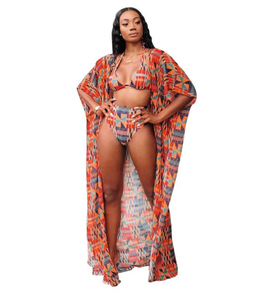 Printed swimsuit sexy digital bikini three piece set