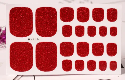 22 Nail Art Stickers Solid Color Green Onion Powder Foot Stickers Red - Shop at LoveMi