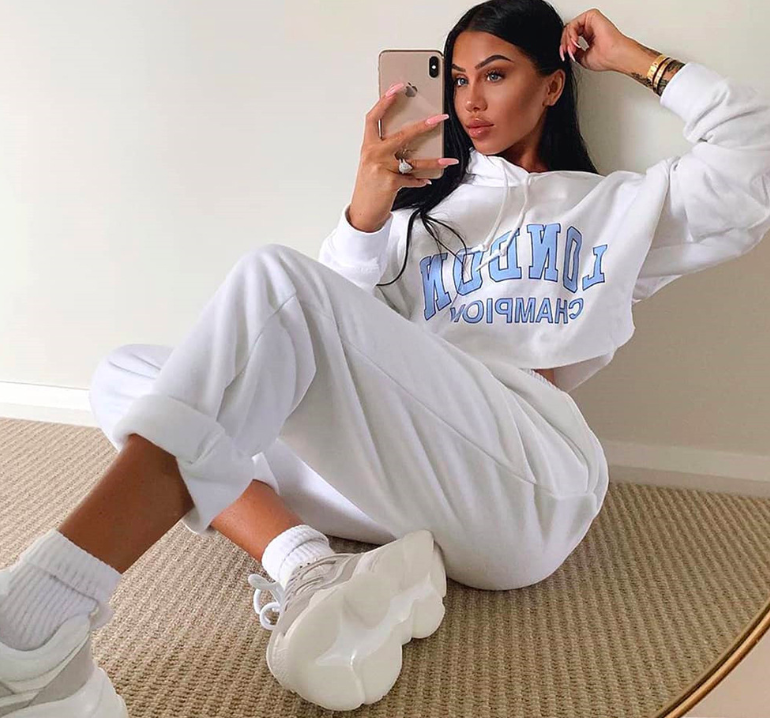 Cryptographic Fashion Print Letter Hooded Sweatshirt