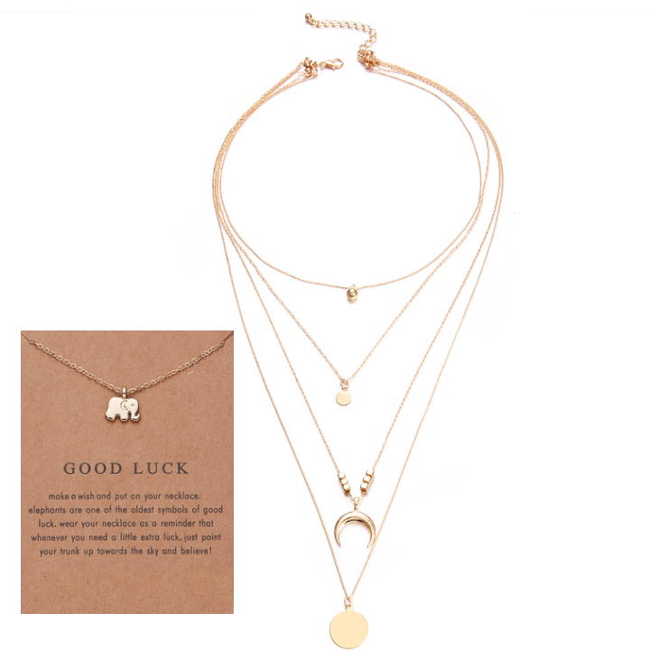 Multi-layer Moon Pendant Necklaces for Women Bohemian Wafer Elegant Necklace - Picture 24 of 36