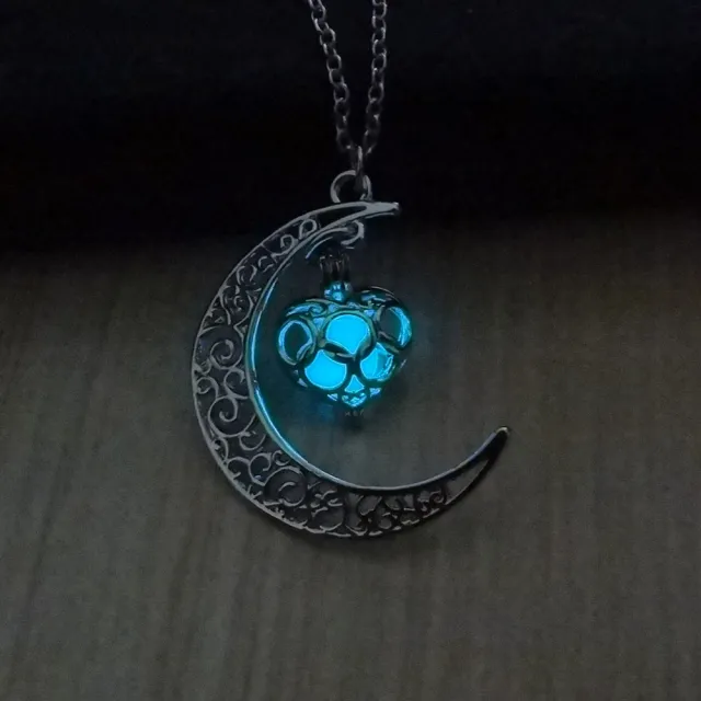 Glowing Pendant Necklaces Silver Plated Chain Necklaces Love Light Blue - Shop at LoveMi