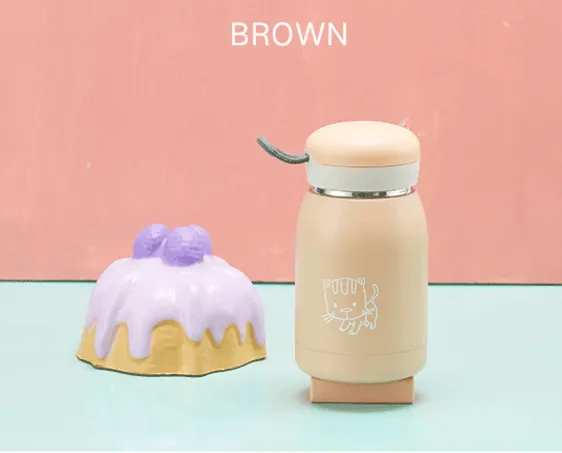 300ML Mini Water Thermal Bottle Insulated Stainless Steel Brown - Shop at LoveMi