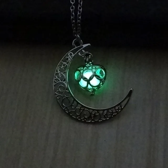 Glowing Pendant Necklaces Silver Plated Chain Necklaces Love Green - Shop at LoveMi