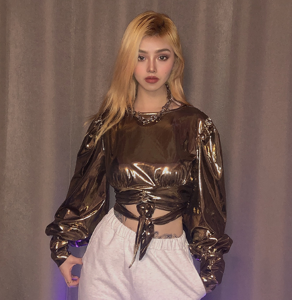 Sexy short paragraph T-shirt female qiu dong goes together