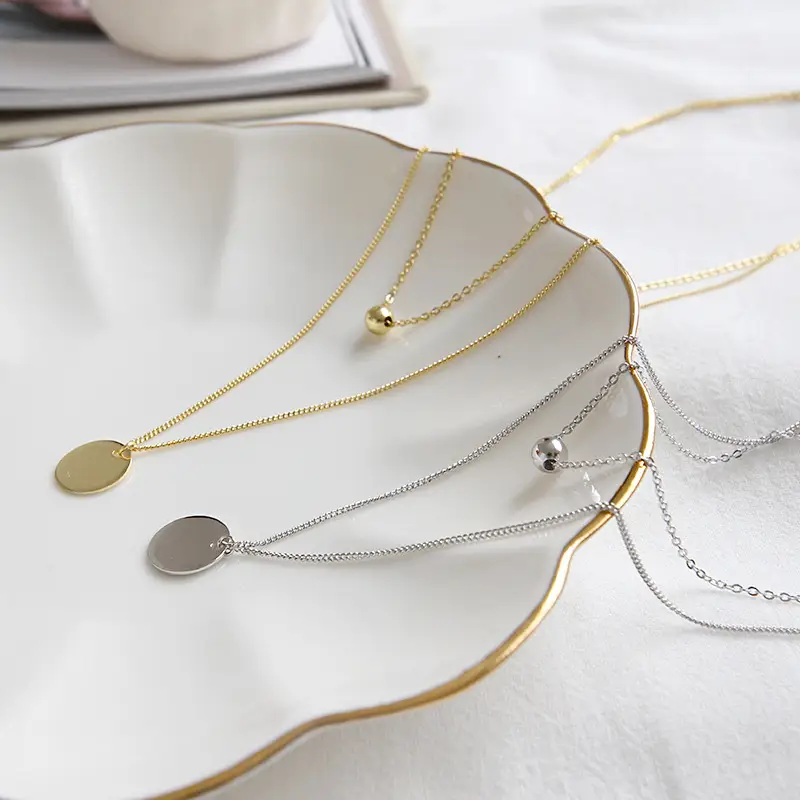 925 Sterling Silver Necklace Female Geometric Round Necklace