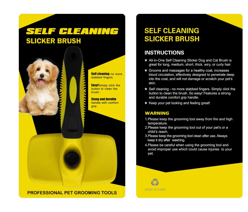 Pet Self Cleaning Slicker Brush - Yellow