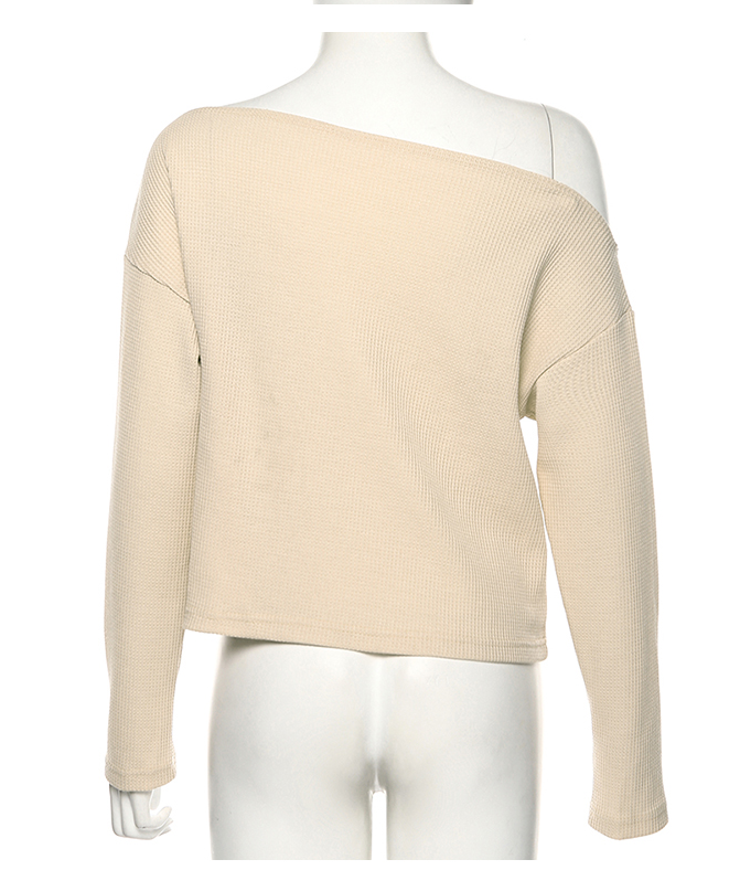 Hong Kong wind a word shoulder t - shirt long sleeves spring new daily