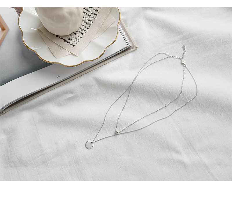 925 Sterling Silver Necklace Female Geometric Round Necklace