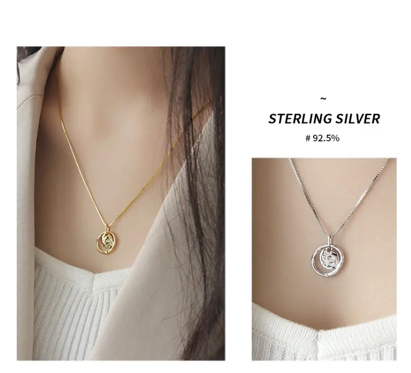 Ring Tag Women's Necklace Silver Chain