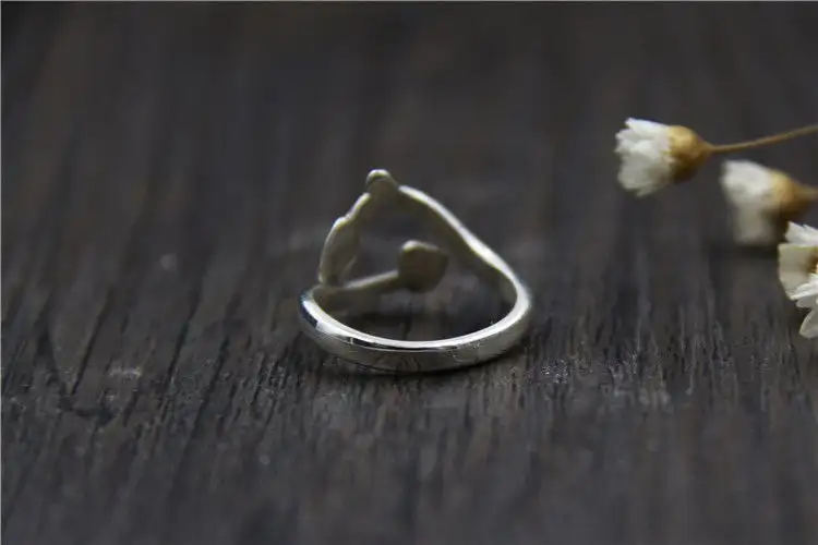 Sterling silver personality tree leaf female ring