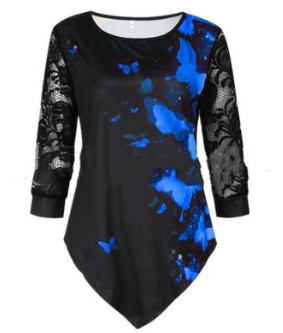 Comfortable loose blouse with beautiful pattern for spring