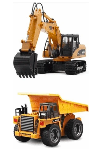 Excavator plus truck