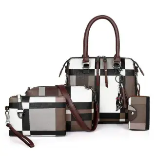 New Luxury Handbags Plaid Women Bags Designer - Brown