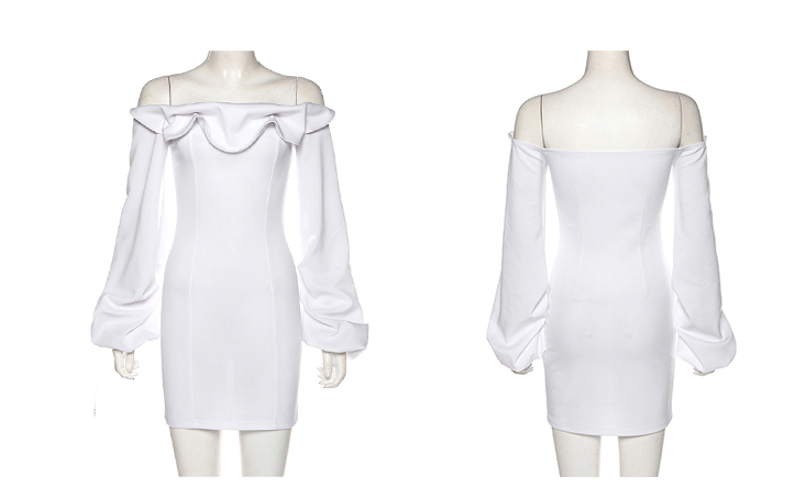 French temperament dress female qiu dong sex appeal one word collar design