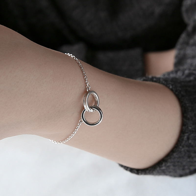 925 Solid Sterling Silver Simple Double Circle