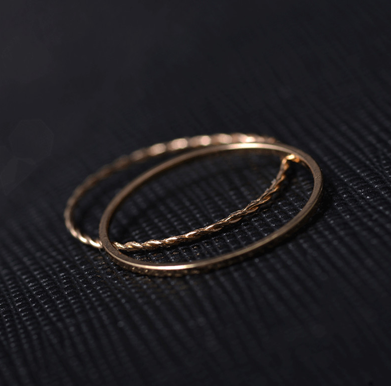 Metal Electroplated Twist Geometric 2-piece Ring Set