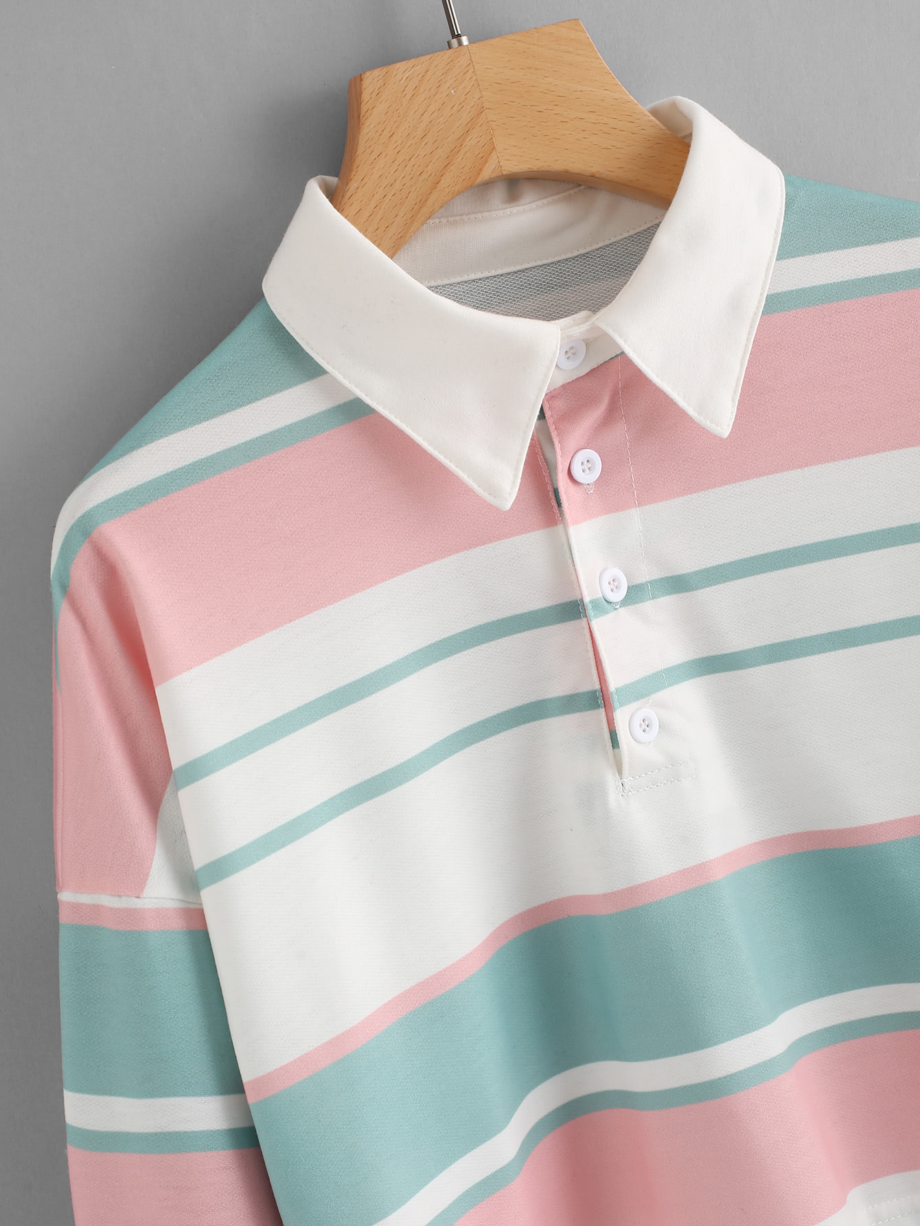 Striped sweater shirt collar loose