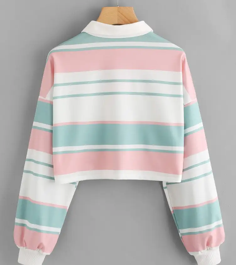 Striped sweater shirt collar loose