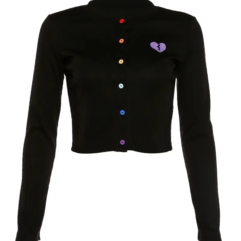Black top unlined upper garment female long sleeve T-shirt European