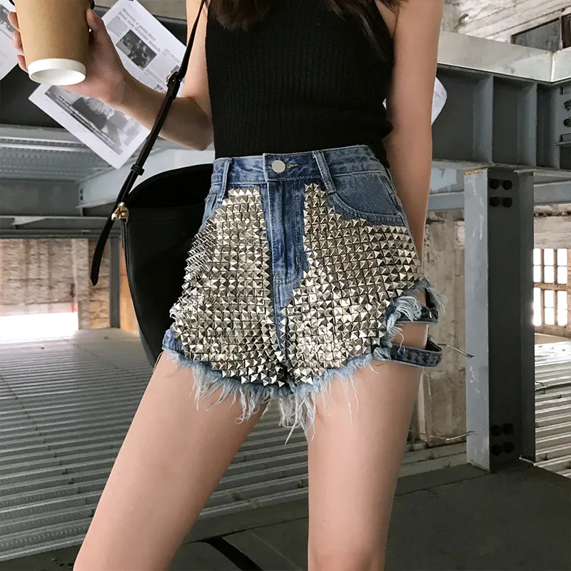 High waist denim shorts - Blue