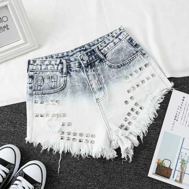 Light blue shorts gradient jeans Light Blue - Shop at LoveMi