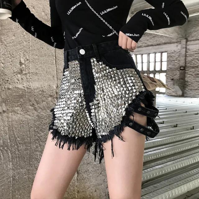 High waist denim shorts Black - Shop at LoveMi