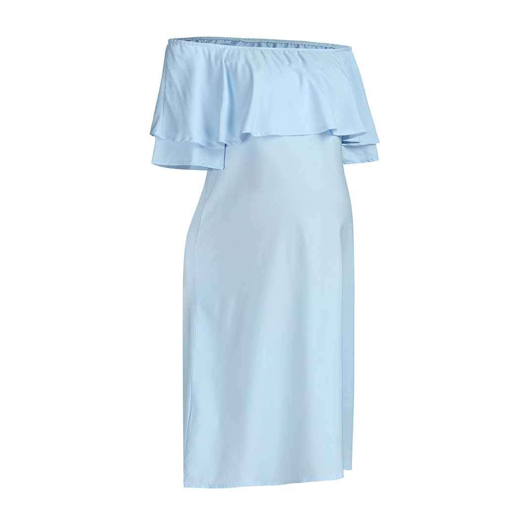1898988551593 - Maternity dress with shoulder flounce