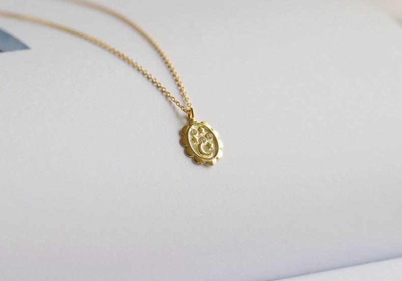 Personalized micro star and moon necklace