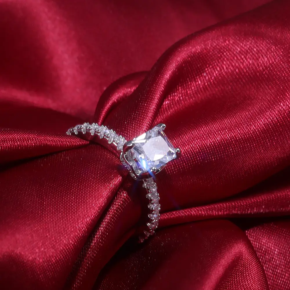 Large Emerald-Cut Cubic Zirconia stone ring