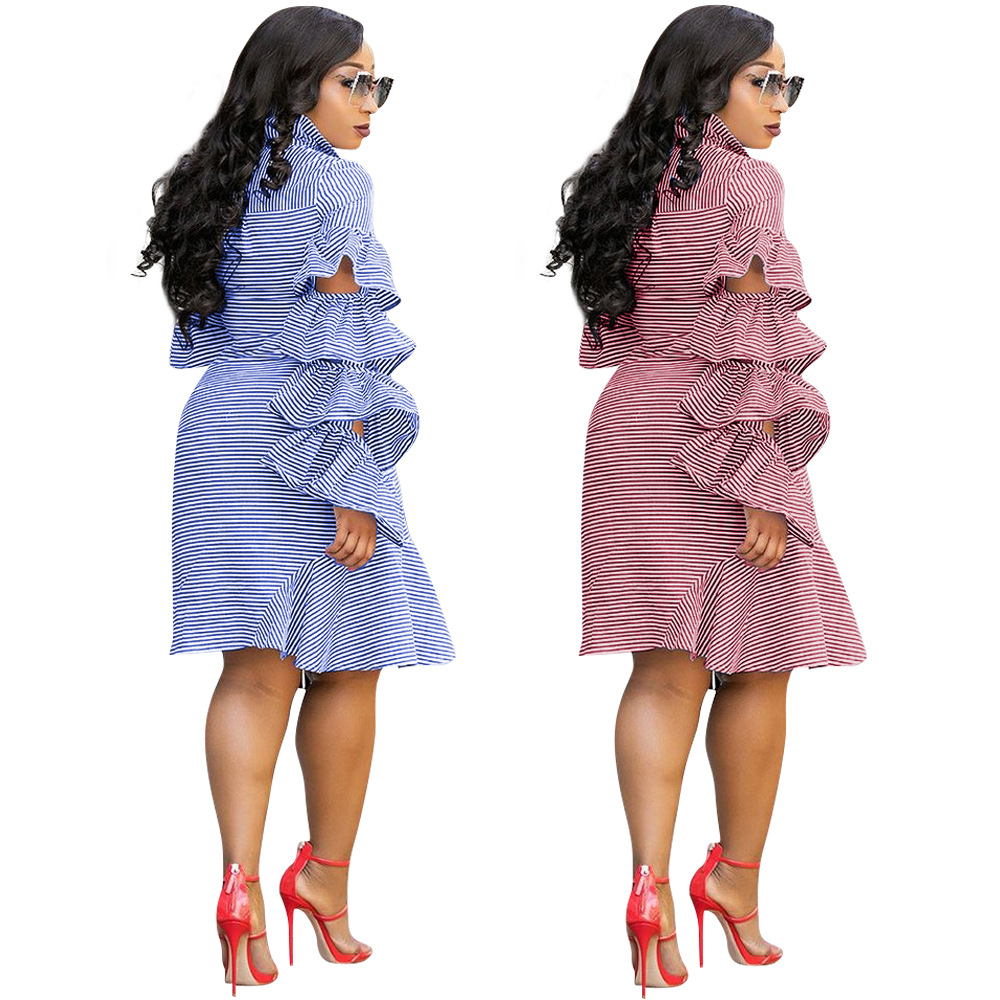 Hierarchical falbala sleeve dress