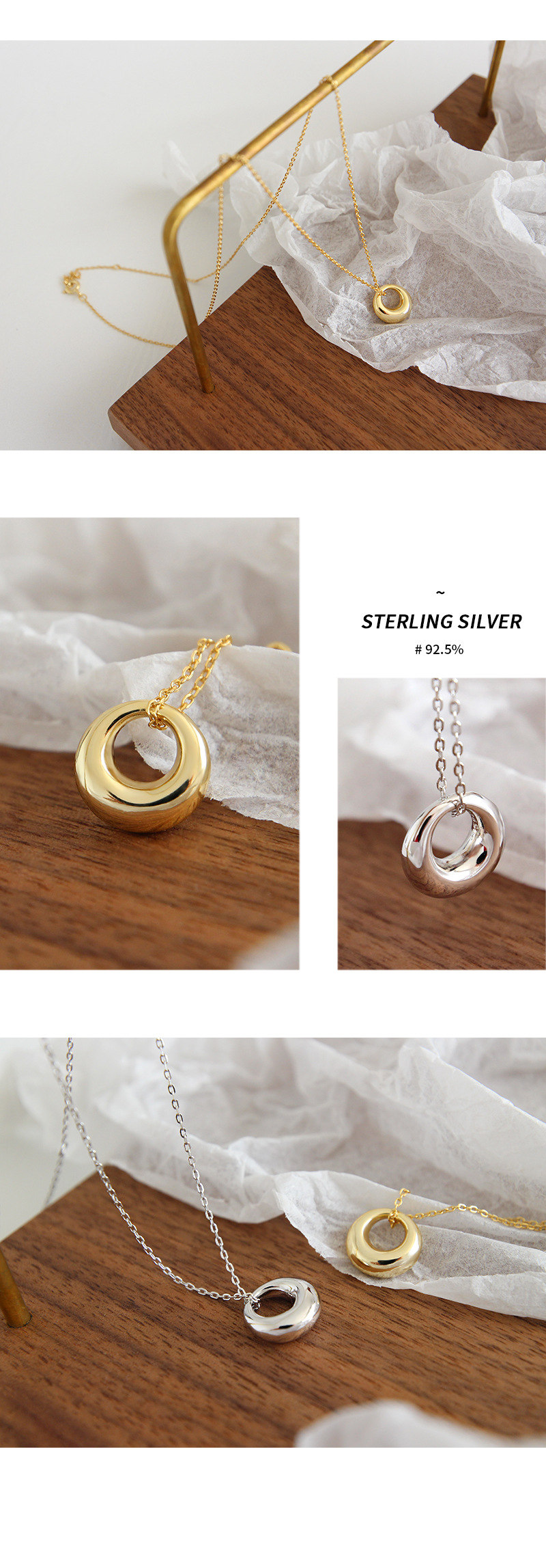 Geometric ring short clavicle necklace