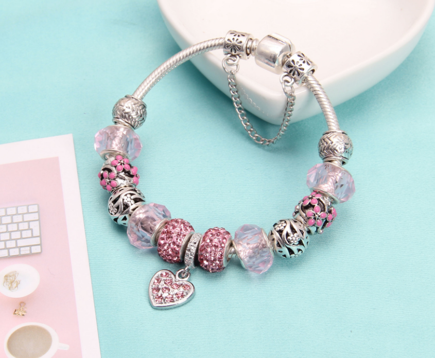 European style alloy bead crystal bracelet