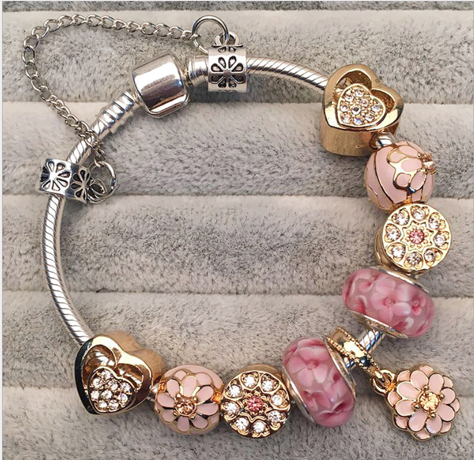 New Pink Glass Bead DIY Beaded Bracelet Jewelry  Bracelet