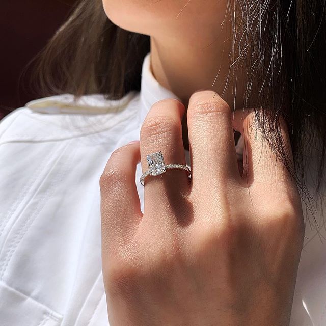 Large Emerald-Cut Cubic Zirconia stone ring