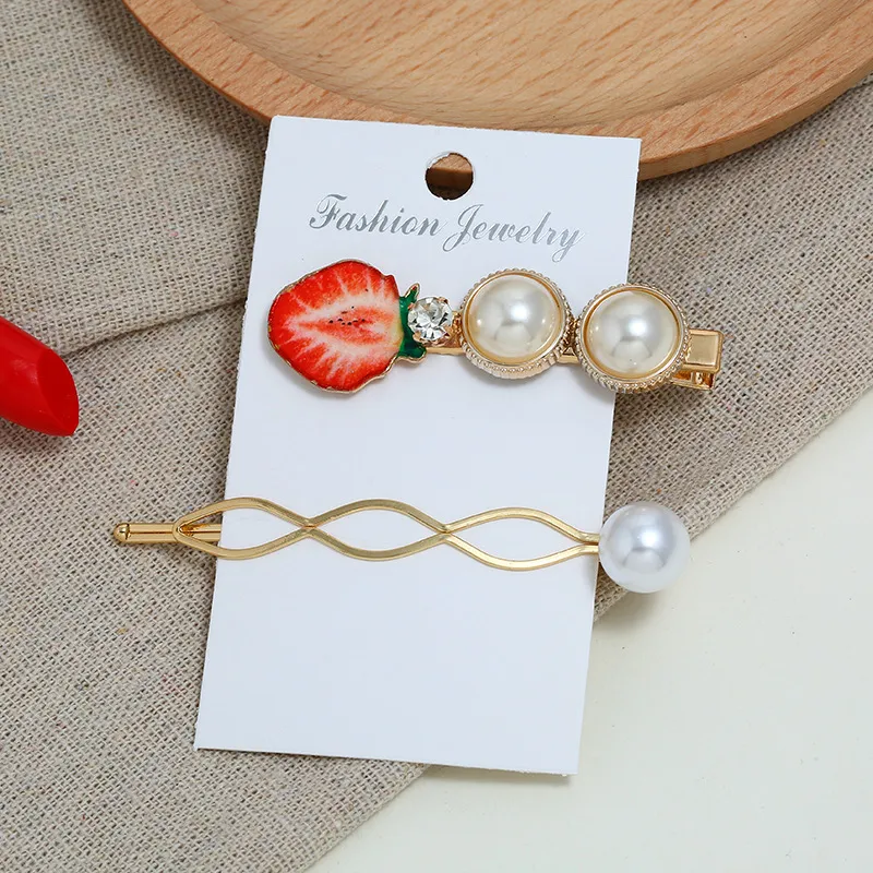 Fruit Hair Clip Set Pearl Pearl Clip - Strawberry