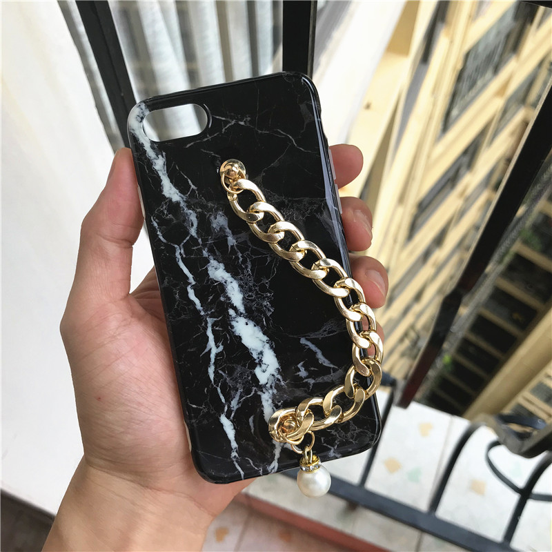 Pearl chain marble phone case – Black, iPhone6 plus