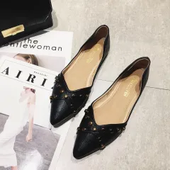 Pointed toe black flat shoes - Black - View 1