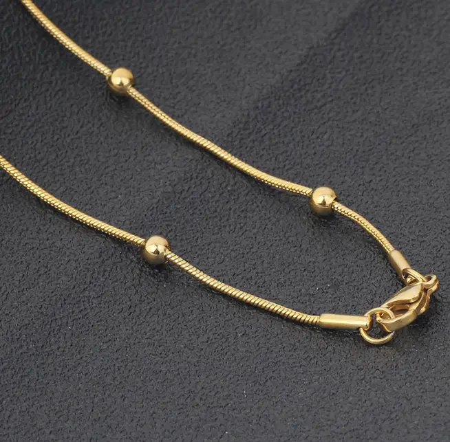 Round Snake Chain Beads Necklace