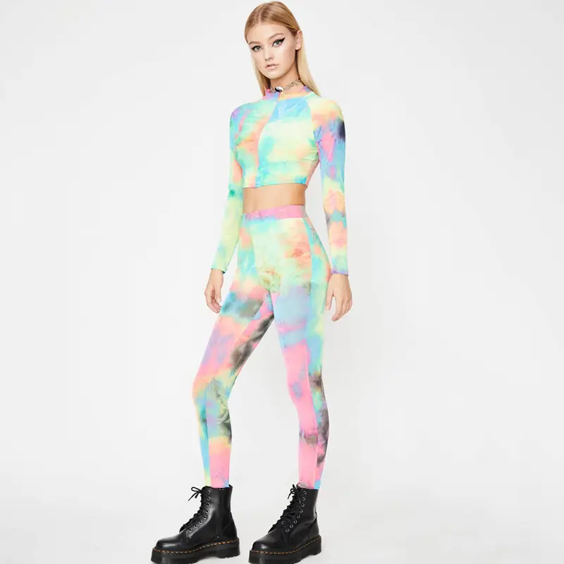 Tie-dyed zip top trousers