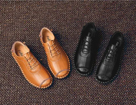 Hand-stitched breathable men's shoes