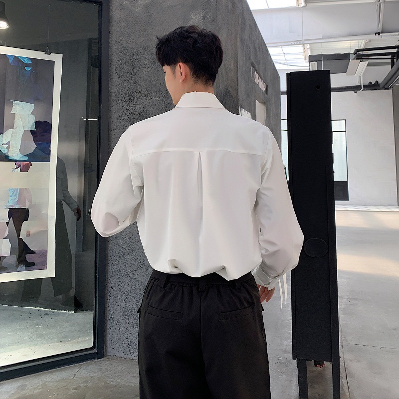 White shirt with diagonal pockets