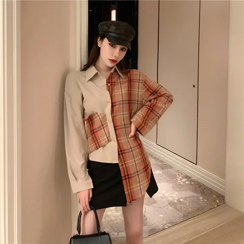 Patchwork irregular check jacket