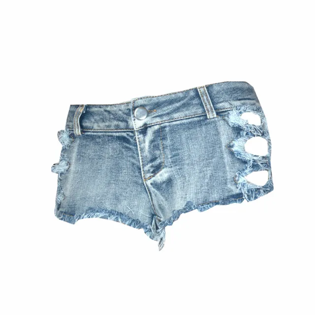 Low waisted frayed denim shorts Blue - Shop at LoveMi