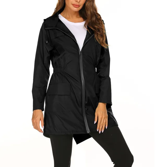 Waterproof Light Raincoat Hooded Windbreaker Mountaineering Jacket Women's Jacket Black - Shop at LoveMi