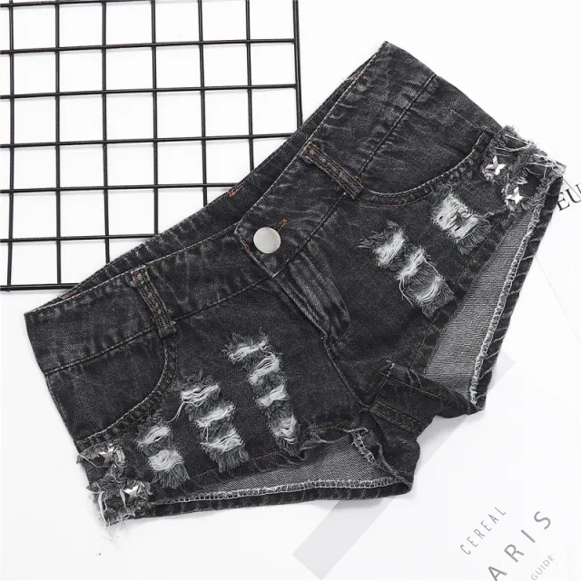 Low waisted sexy denim shorts Dark Blue - Shop at LoveMi