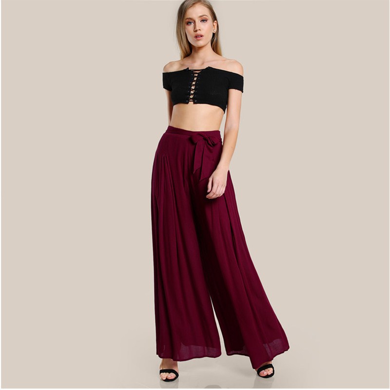 European and American women's casual pants Chiffon wide leg pants beach holiday