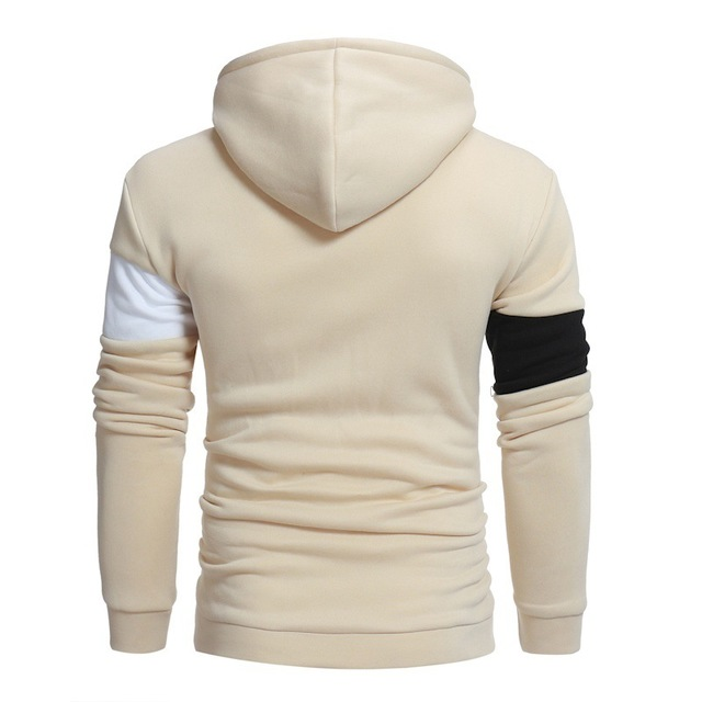 Autumn and winter men's stitching hooded casual sweater