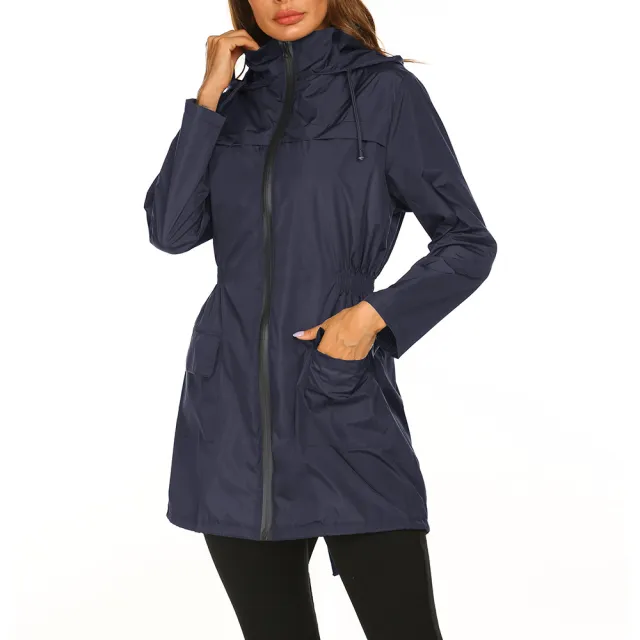 Waterproof Light Raincoat Hooded Windbreaker Mountaineering Jacket Women's Jacket Tibetan Blue - Shop at LoveMi