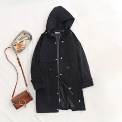 Women's new windbreaker trench coat - Black - View 1
